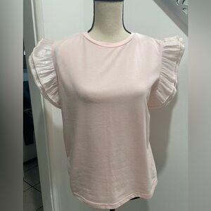 ONTWELFTH WOMENS DOUBLE LAYERED RHINESTONE SLEEVE TOP/BLOUSE  COTTON BLEND M